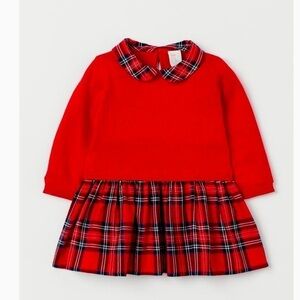 Fine-knit dress in a cotton blend with skirt in woven fabric Size 12 M